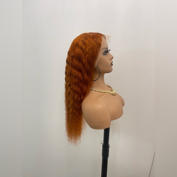 New! 22”  Full 13x4 Transparent Lace Frontal , Deep Wave, Ginger Orange Wig - Picture 3 of 11